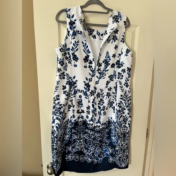 Jessica London Floral Sleeveless Dress - White and Blue Women’s Size 16W - Picture 12 of 16